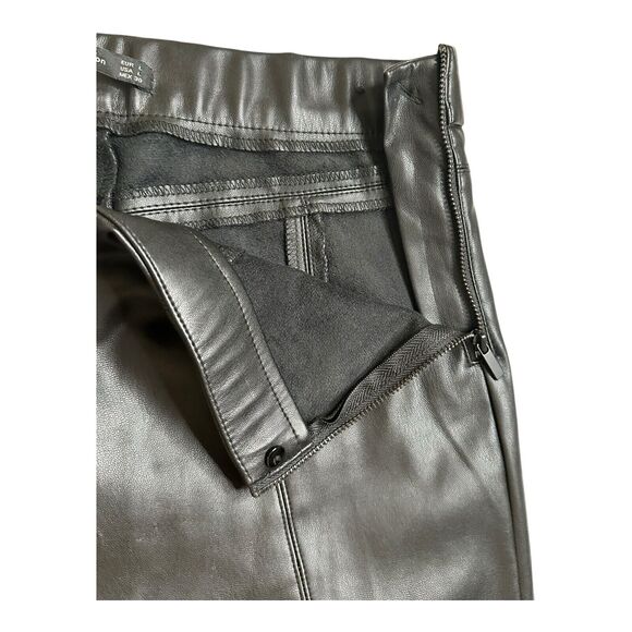 Zara Womens Black Pants Faux Leather Side Zipper Ankle‎ Zippers Sz Large - Picture 4 of 10